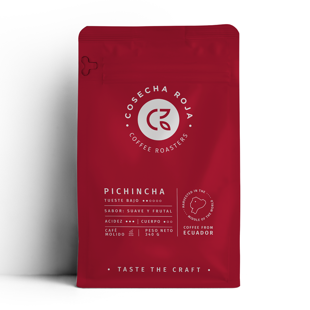 Empaque frontal del café Pichincha de Cosecha Roja sin fondo